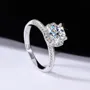 Round Cut Moissanite Diamond White 925 Sterling Silver Halo Engagement Ring