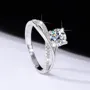 Round Cut Moissanite Diamond White 925 Sterling Silver Classic Engagement Ring