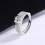 Round Cut Moissanite Diamond White 925 Sterling Silver Men's Ring