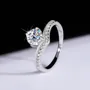 Round Cut Moissanite Diamond White 925 Sterling Silver Classic Engagement Ring