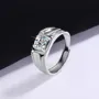 Round Cut Moissanite Diamond White 925 Sterling Silver Men's Ring