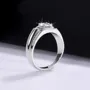 Round Cut Moissanite Diamond White 925 Sterling Silver Men's Ring