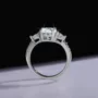 Oval Cut Moissanite Diamond White 925 Sterling Silver 3-Stone Engagement Ring