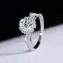 Round Cut Moissanite Diamond White 925 Sterling Silver Halo Engagement Ring