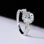 Round Cut Moissanite Diamond White 925 Sterling Silver Halo Engagement Ring