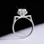 Round Cut Moissanite Diamond White 925 Sterling Silver Halo Engagement Ring