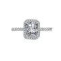 Radiant Cut Moissanite Diamond White 925 Sterling Silver Halo Engagement Ring