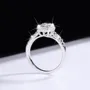 Radiant Cut Moissanite Diamond White 925 Sterling Silver Halo Engagement Ring