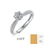 Round Cut Moissanite Diamond White 925 Sterling Silver Adjustable Size Engagement Ring