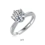 Round Cut Moissanite Diamond White 925 Sterling Silver Adjustable Size Engagement Ring