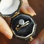 Round Cut Moissanite Diamond White 925 Sterling Silver Yellow Gold Engagement Ring