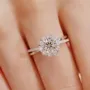 Round Cut Moissanite Diamond White 925 Sterling Silver Halo Engagement Ring