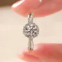Round Cut Moissanite Diamond White 925 Sterling Silver Halo Engagement Ring