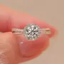 Round Cut Moissanite Diamond White 925 Sterling Silver Halo Engagement Ring