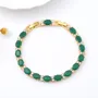 Green Crystal Yellow Gold 7" Bracelet
