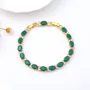 Green Crystal Yellow Gold 7" Bracelet