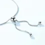 Round Diamond White 925 Sterling Silver Adjustable Bracelet