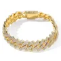 Hip Hop Diamond White 18K Gold Plated Cuban Bracelet