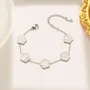 7 Inches 18K Gold Plated White Clover Flower Bracelet