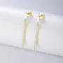 Diamond White Yellow Gold 925 Sterling Silver Drop Earrings