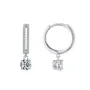 Round Diamond White 925 Sterling Silver Drop Earrings