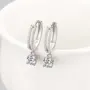 Round Diamond White 925 Sterling Silver Drop Earrings