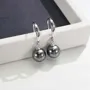 Round Black Pearl 925 Sterling Silver Drop Earrings