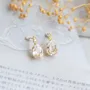 Pear 925 Sterling Silver Crystal Quartz Yellow Gold Stud Earrings