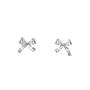 Platinum Plated Ribbon Stud Earrings