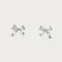 Platinum Plated Ribbon Stud Earrings