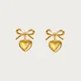 18K Gold Plated Ribbon Heart Drop Earrings