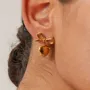 18K Gold Plated Ribbon Heart Drop Earrings