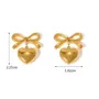 18K Gold Plated Ribbon Heart Drop Earrings