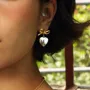 Platinum Plated Ribbon Heart Drop Earrings