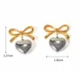 Platinum Plated Ribbon Heart Drop Earrings