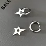 925 Sterling Silver Needle Star Hoop Earrings