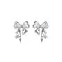 Platinum Plated 925 Sterling Silver Bow Stud Earrings
