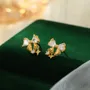 18K Gold Plated 925 Sterling Silver Bow Stud Earrings