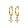 18K Gold Plated 925 Sterling Silver Clover Mini Hoop Earrings