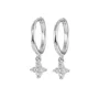 Platinum Plated 925 Sterling Silver Clover Mini Hoop Earrings