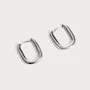 Platinum Plated 925 Sterling Silver Link Hoop Earrings