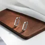 Platinum Plated 925 Sterling Silver Link Hoop Earrings