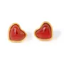 18K Gold Plated Carnelian Heart Stud Earrings
