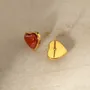 18K Gold Plated Carnelian Heart Stud Earrings