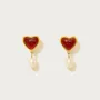 18K Gold Plated Carnelian Pearl Drop Earrings