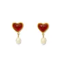 18K Gold Plated Carnelian Pearl Drop Earrings