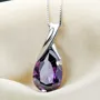 Pear Cut Amethyst Purple 925 Sterling Silver 16" Necklace
