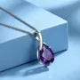 Pear Cut Amethyst Purple 925 Sterling Silver 16" Necklace