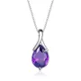 Pear Cut Amethyst Purple 925 Sterling Silver 16" Necklace