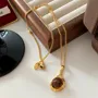 Round Cut Champagne 24K Gold Plated Yellow Gold 21" Necklace